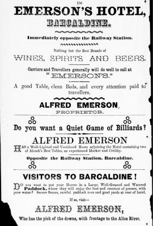 Emerson's Hotel ad WC Almanac 1891